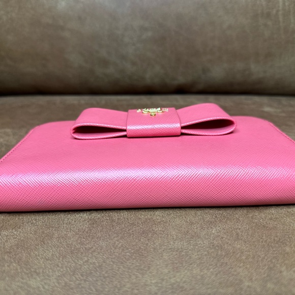 PRADA Fragola Saffiano Fiocco Zip Around Long Wallet - Picture 6 of 14